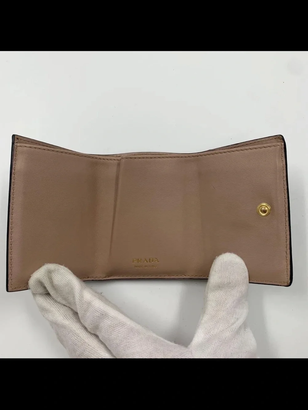 Prada Black Wallet with Beige Bow Accent